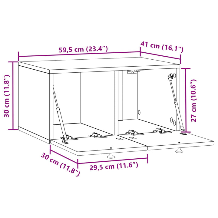 Væghængt TV-skab Sonoma-eg 59,5 x 41 x 30 cm Konstrueret træ