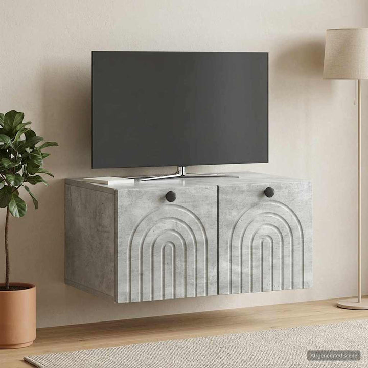 Væghængt TV-skab Betongrå 59,5 x 41 x 30 cm Konstrueret træ