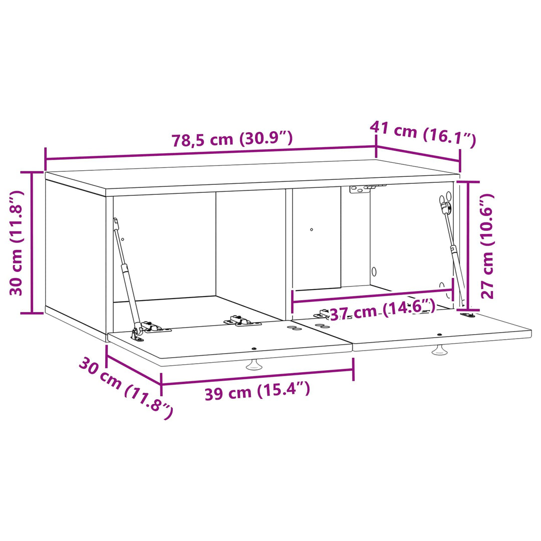 Væghængt TV-skab Sort 78,5 x 41 x 30 cm Konstrueret træ