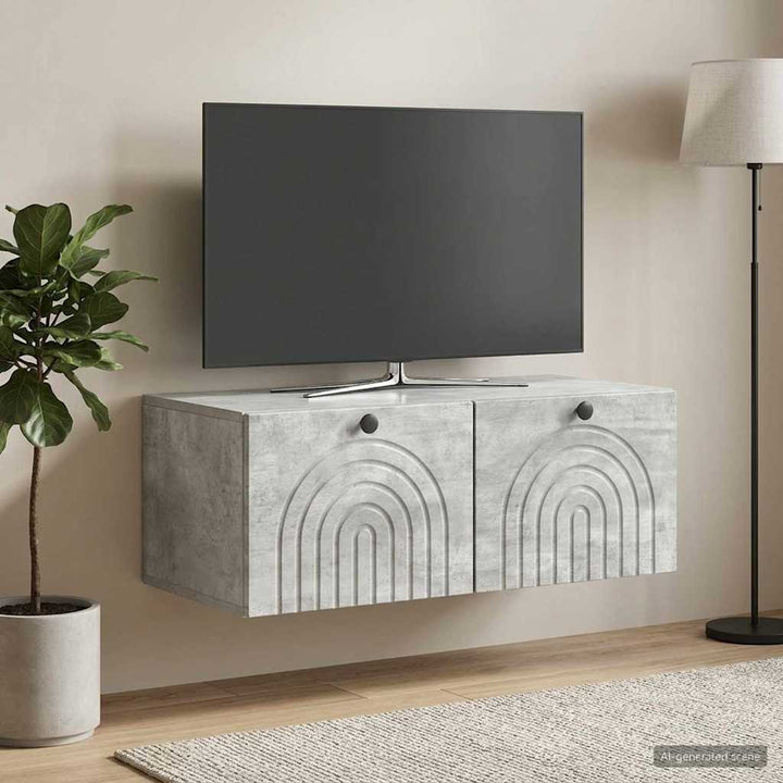 Væghængt TV-skab Betongrå 78,5 x 41 x 30 cm Konstrueret træ