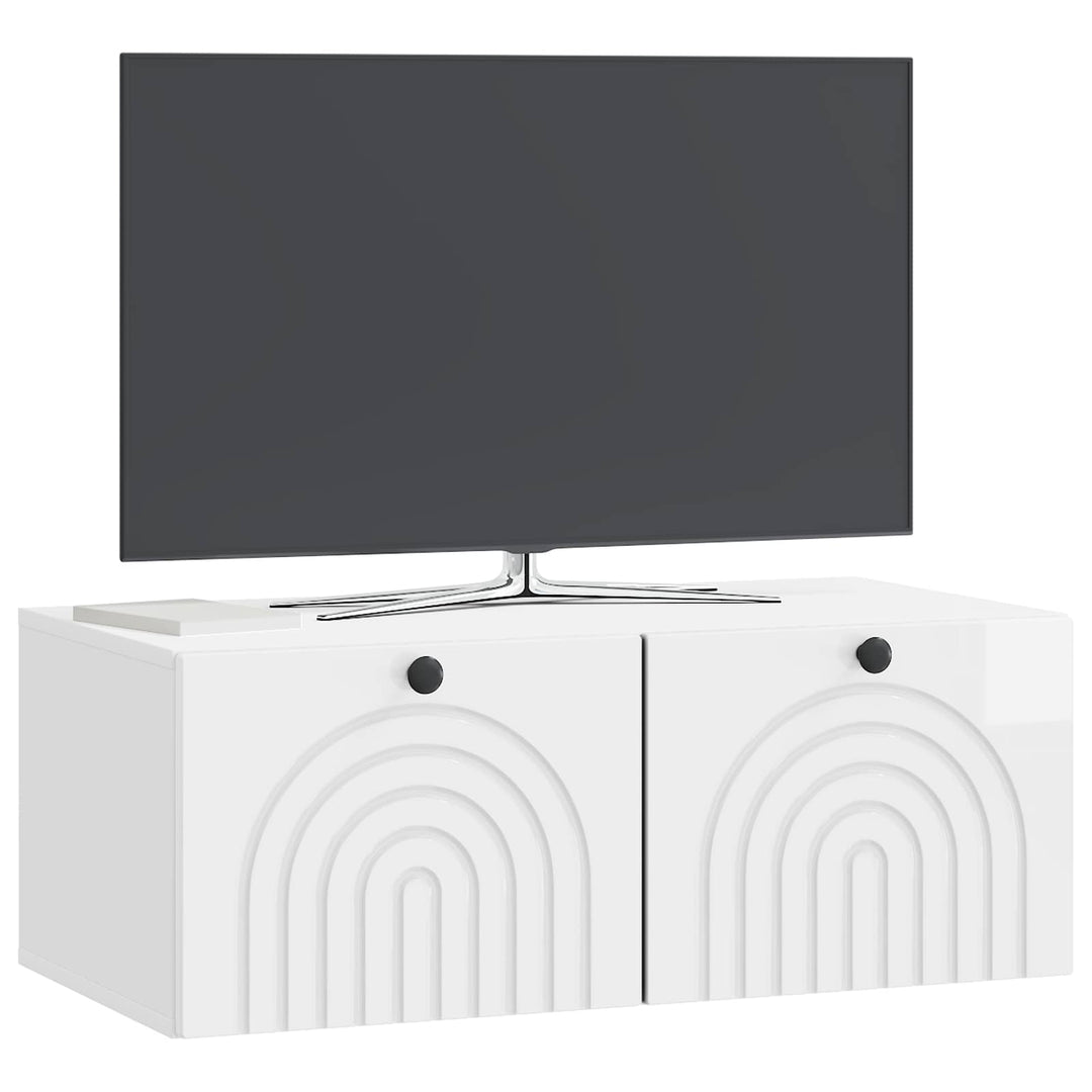 Væghængt TV-skab Vægmonteret Hvid højglans 78,5 x 41 x 30 cm