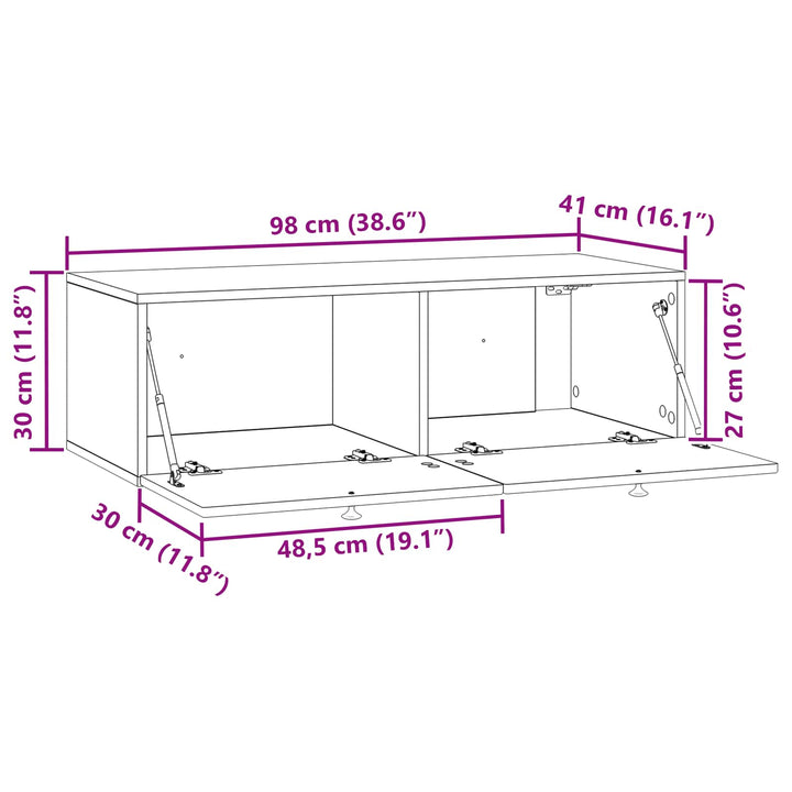 Væghængt TV-skab Hvid 99 x 41 x 30 cm Konstrueret træ