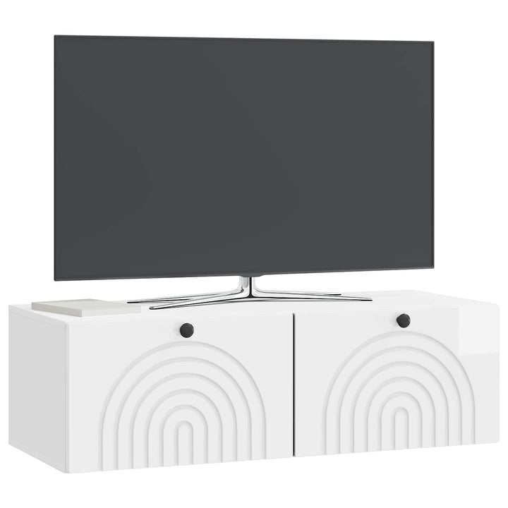 Væghængt TV-skab Hvid højglans 98 x 41 x 30 cm Konstrueret træ
