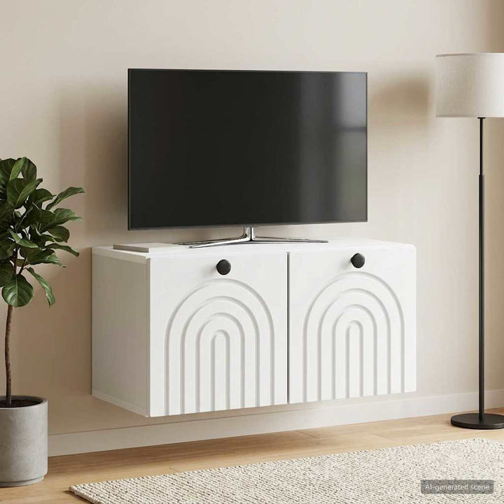 Væghængt TV-skab Hvid 59,5 x 31 x 30 cm Konstrueret træ