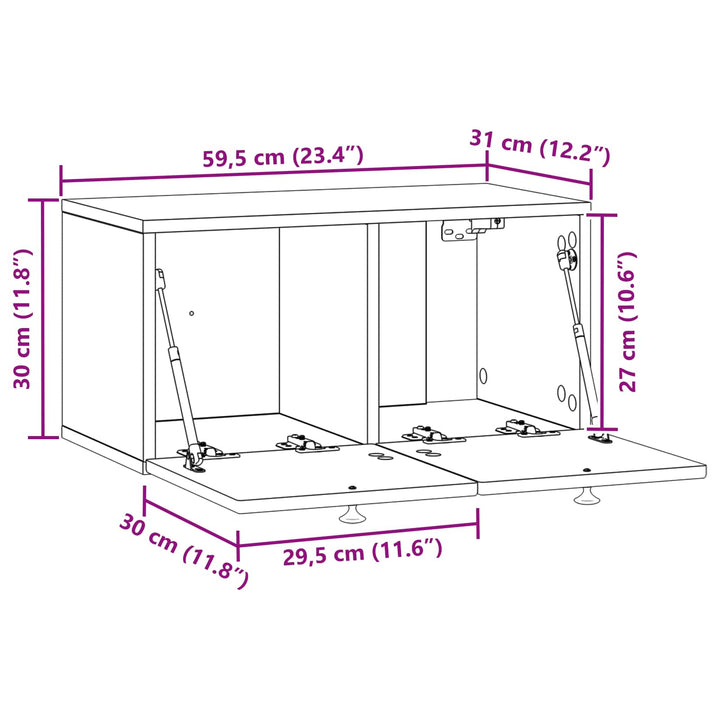 Væghængt TV-skab Artisan-eg 59,5 x 31 x 30 cm Konstrueret træ