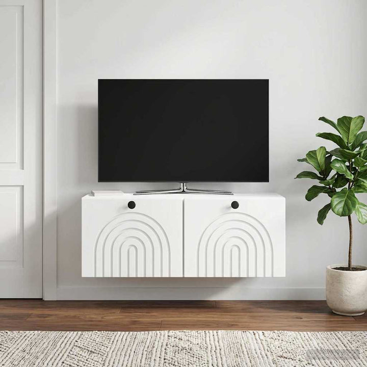 Væghængt TV-skab Hvid 78,5 x 31 x 30 cm Konstrueret træ