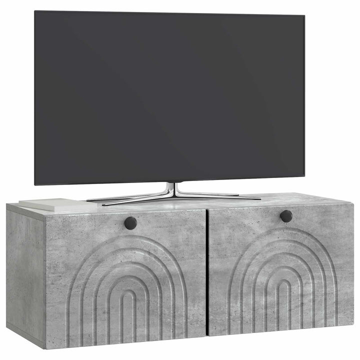 Væghængt TV-skab Betongrå 78,5 x 31 x 30 cm Konstrueret træ