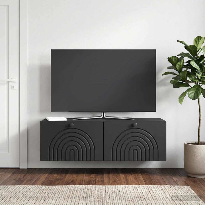 Væghængt TV-skab Sort 98 x 31 x 30 cm Konstrueret træ