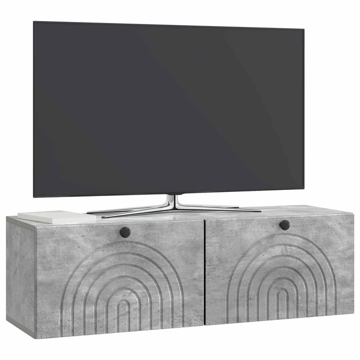 Væghængt TV-skab Betongrå 98 x 31 x 30 cm Konstrueret træ