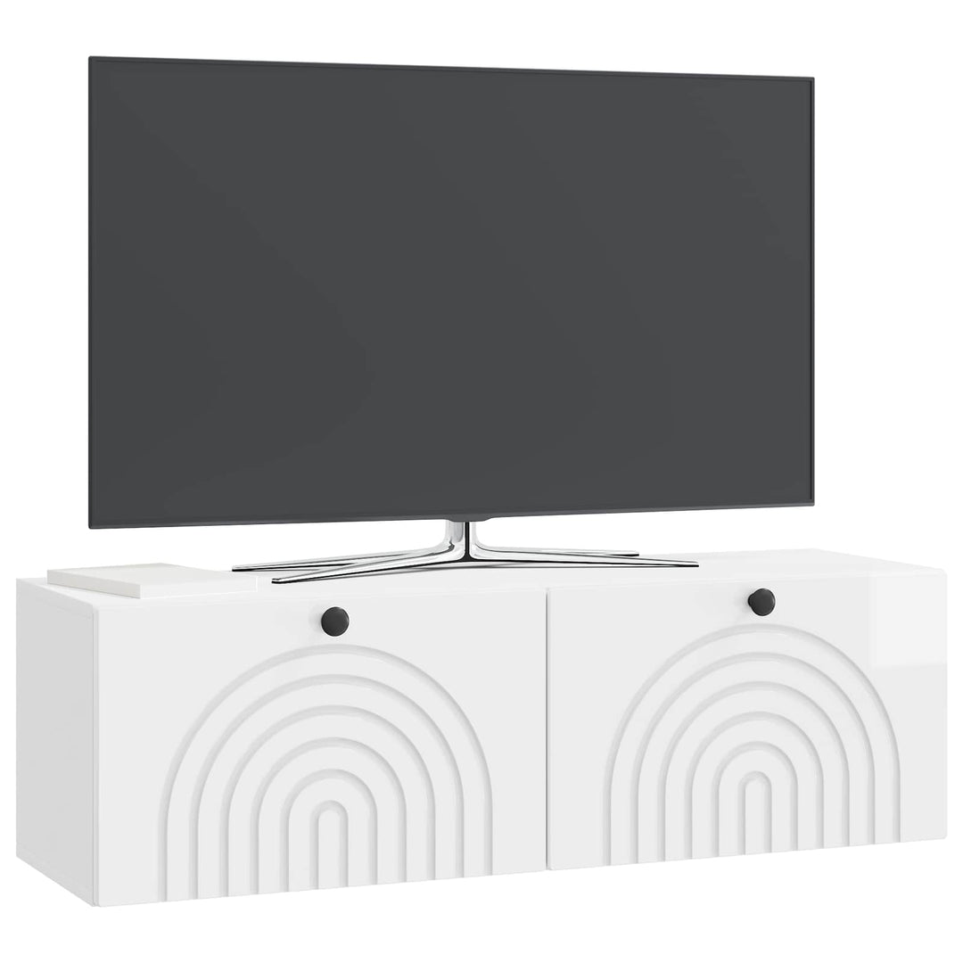 Væghængt TV-skab Hvid højglans 98 x 31 x 30 cm Konstrueret træ