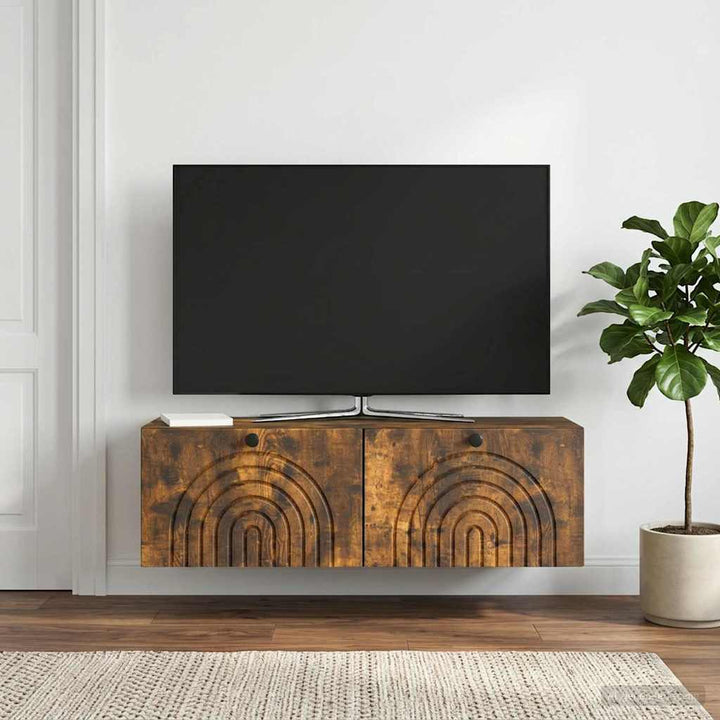 Væghængt TV-skab Røget eg 98 x 31 x 30 cm Konstrueret træ