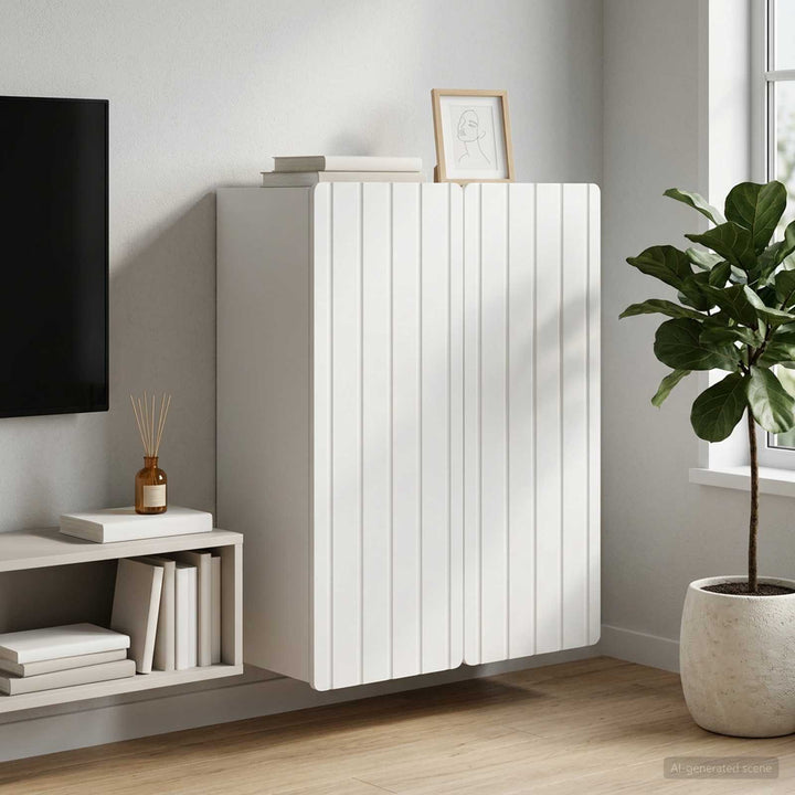 Vægmonteret skab Hvid 66 x 34,5 x 92 cm Konstrueret træ
