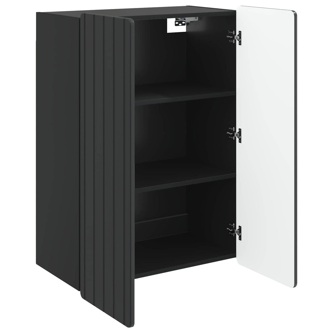 Vægmonteret skab Sort 66 x 34,5 x 92 cm Konstrueret træ