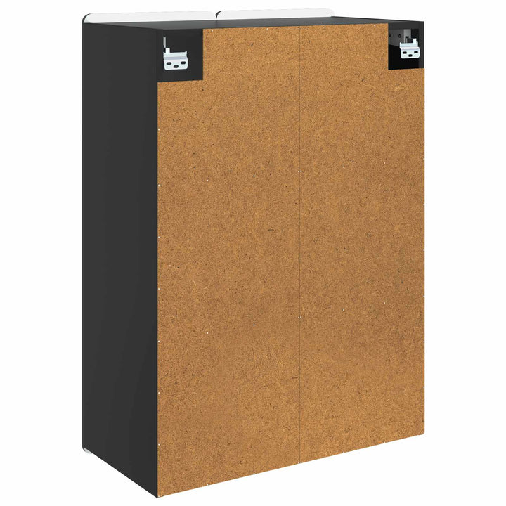 Vægmonteret skab Sort 66 x 34,5 x 92 cm Konstrueret træ
