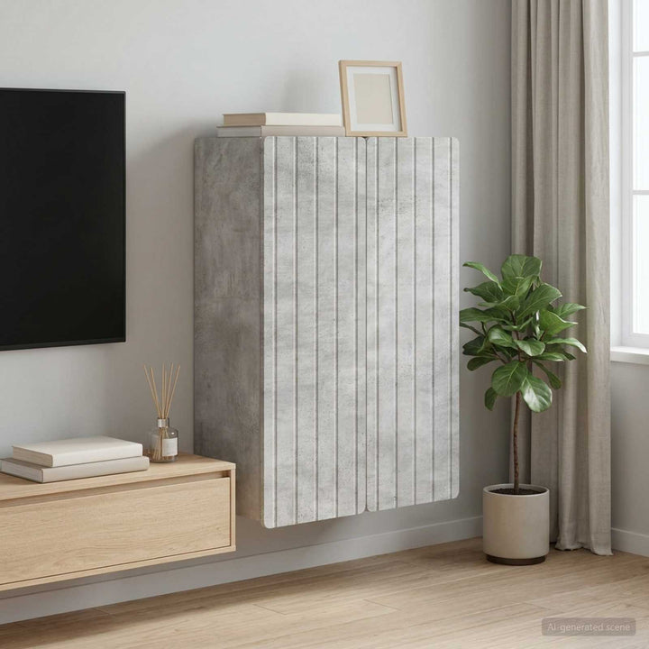 Vægmonteret skab Betongrå 66 x 34,5 x 92 cm Konstrueret træ