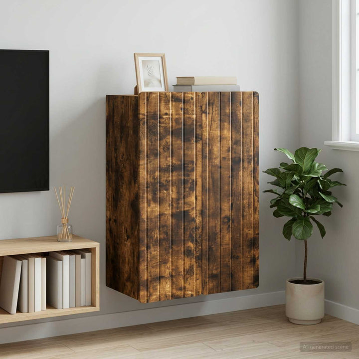 Vægmonteret skab Røget eg 66 x 34,5 x 92 cm Konstrueret træ