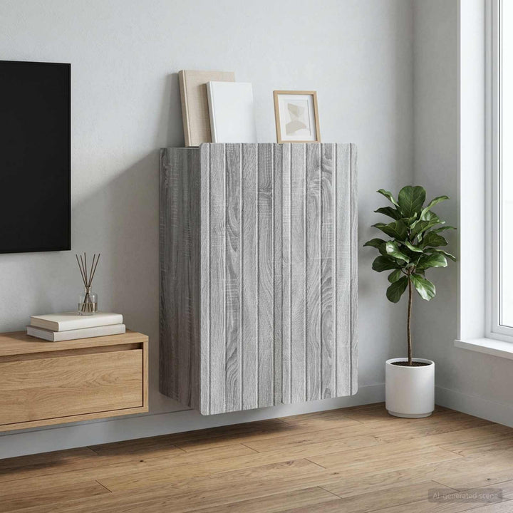 Vægmonteret skab Grå Sonoma 66 x 34,5 x 92 cm Konstrueret træ