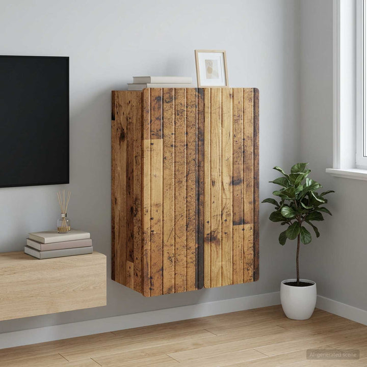 Vægmonteret skab Gammelt træ 66 x 34,5 x 92 cm Konstrueret træ