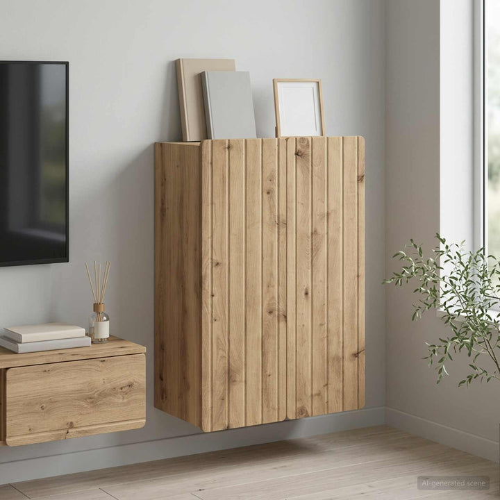 Vægmonteret skab 66 x 34,5 x 92 cm Konstrueret træ Artisan-eg