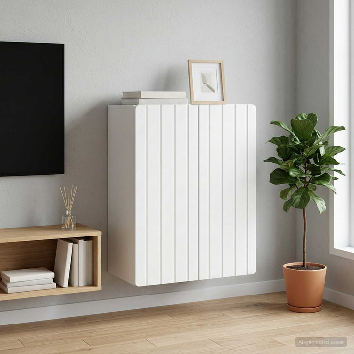 Vægmonteret skab Hvid 59 x 31 x 64 cm Konstrueret træ