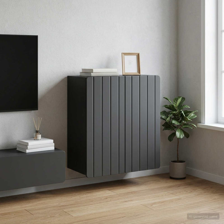 Vægmonteret skab Sort 59 x 31 x 64 cm Konstrueret træ