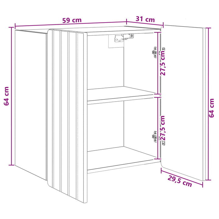 Vægmonteret skab Sonoma-eg 59 x 31 x 64 cm Konstrueret træ