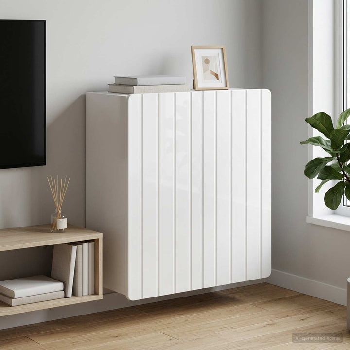 Vægmonteret skab Hvid højglans 59 x 31 x 64 cm Konstrueret træ