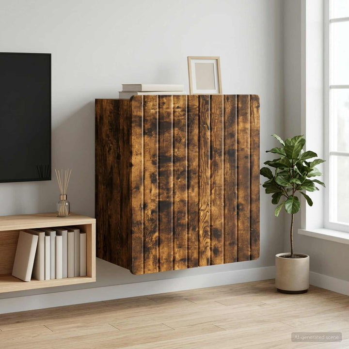 Vægmonteret skab Røget eg 59 x 31 x 64 cm Konstrueret træ
