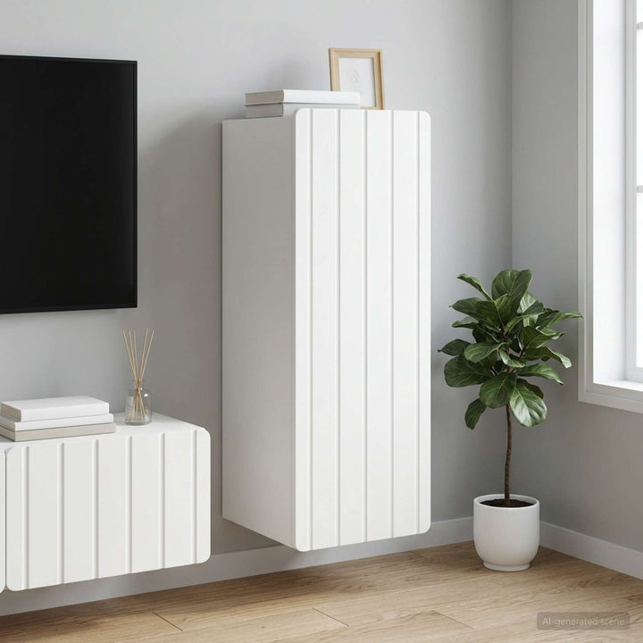 Vægmonteret skab Hvid 33 x 34,5 x 94 cm Konstrueret træ