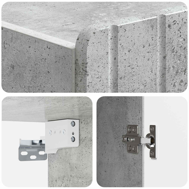 Vægmonteret skab Betongrå 33 x 34,5 x 94 cm Konstrueret træ