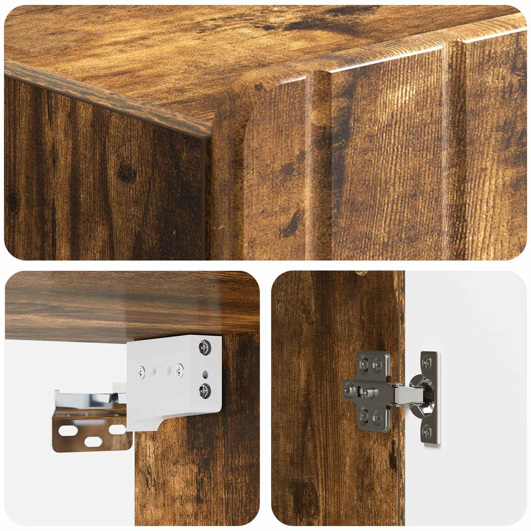 Vægmonteret skab Røget eg 33 x 34,5 x 94 cm Konstrueret træ