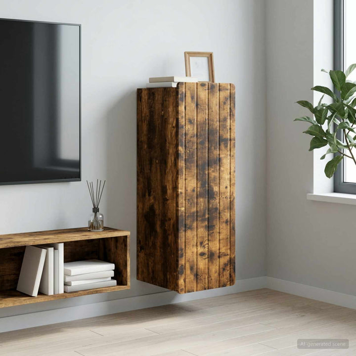 Vægmonteret skab Røget eg 33 x 34,5 x 94 cm Konstrueret træ