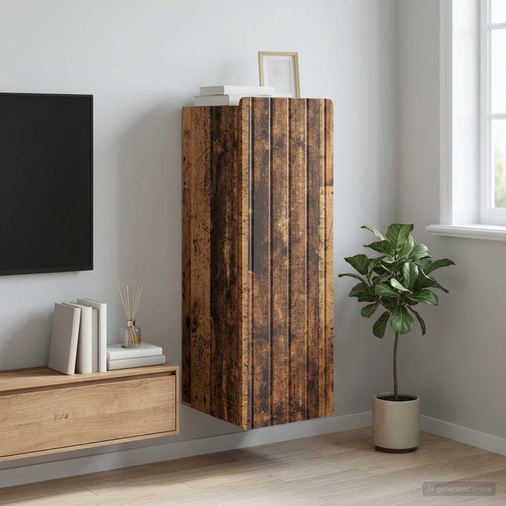 Vægmonteret skab Gammelt træ 33 x 34,5 x 94 cm Konstrueret træ