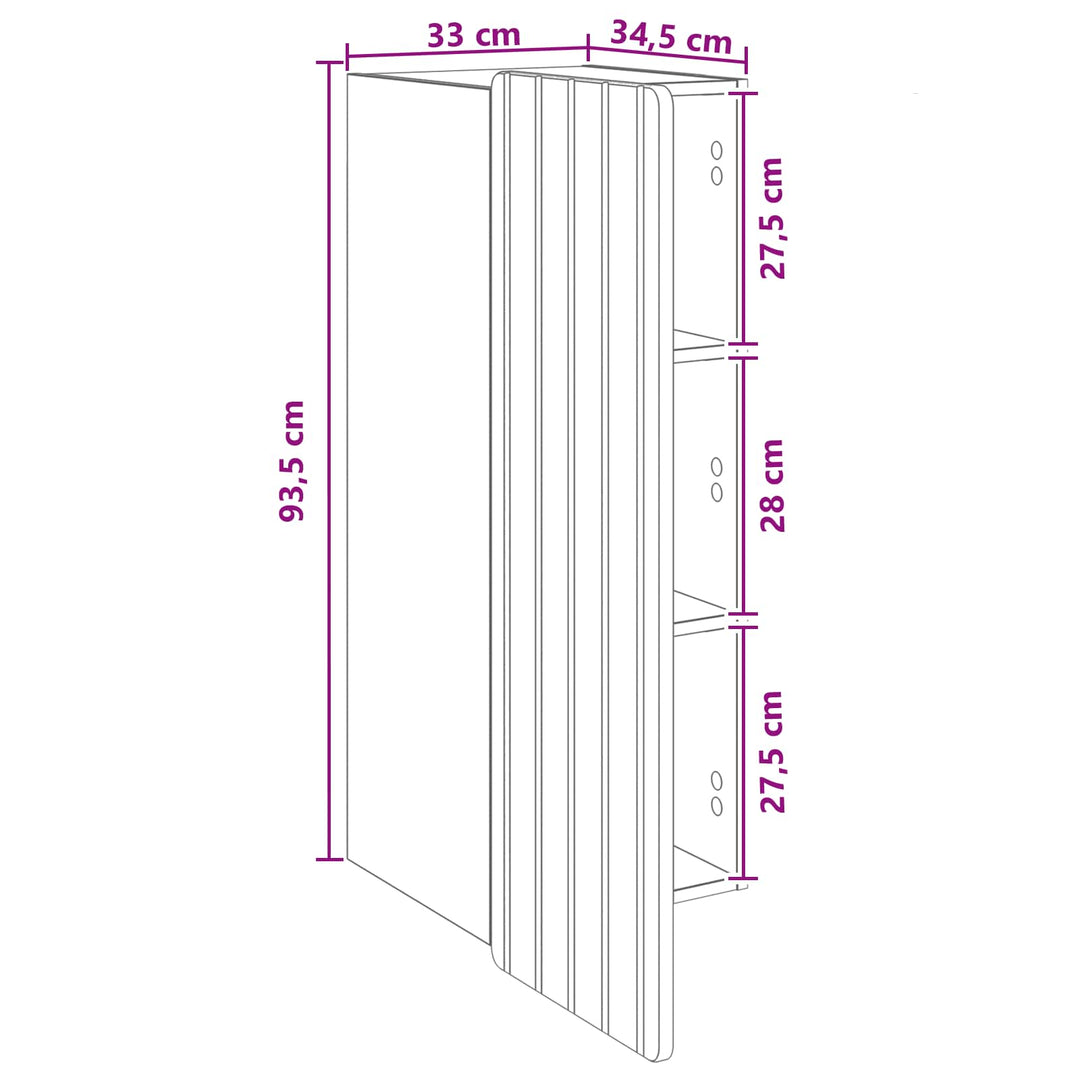 Vægmonteret skab Gammelt træ 33 x 34,5 x 94 cm Konstrueret træ