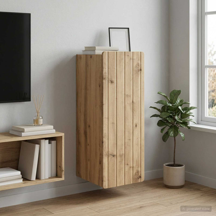 Vægmonteret skab 33 x 34,5 x 94 cm Konstrueret træ Artisan-eg