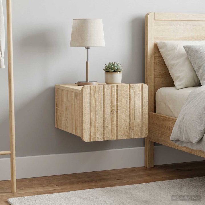 Væghængt Natbord med skuffe 2 pcs Sonoma-eg 33 x 34,5 x 24 cm