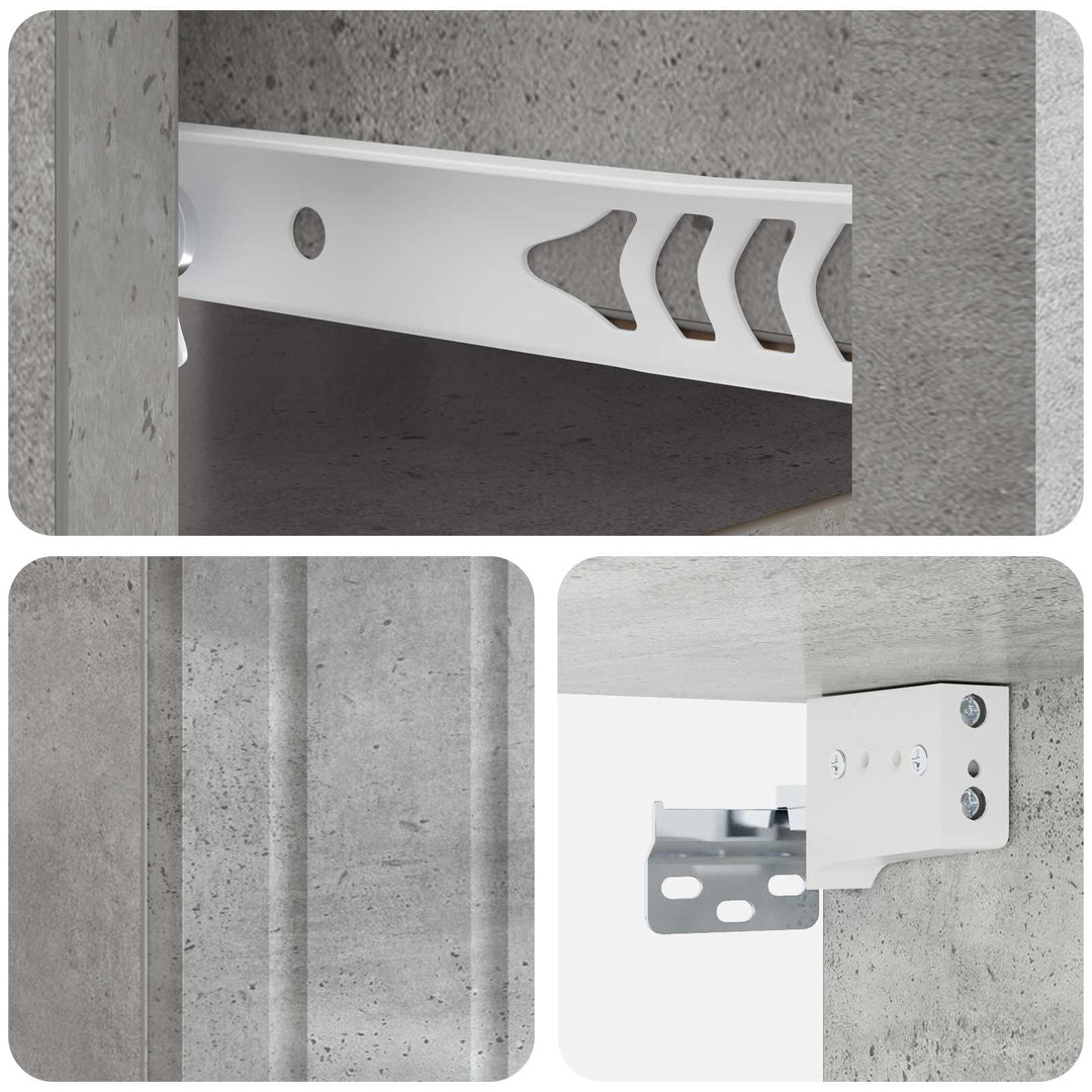 Væghængt Natbord Betongrå 33 x 34,5 x 24 cm Konstrueret træ