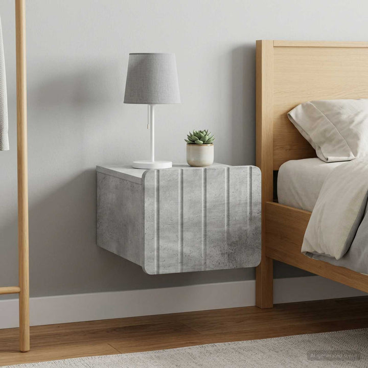 Væghængt Natbord med skuffe 2 pcs Betongrå 33 x 34,5 x 24 cm