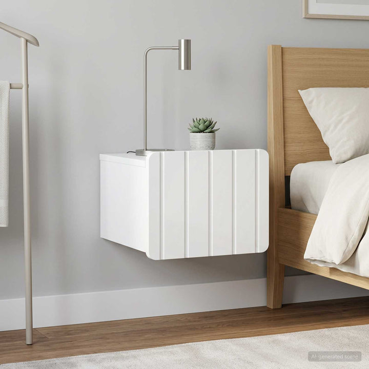 Væghængt Natbord 2 pcs Hvid højglans 33 x 34,5 x 24 cm