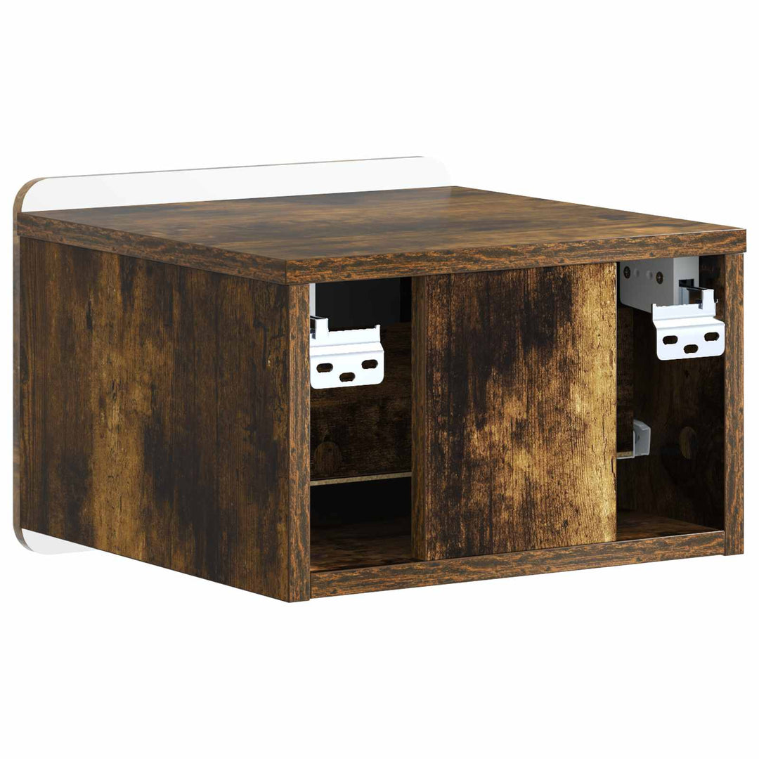 Væghængt Natbord med skuffe 2 pcs Røget eg 33 x 34,5 x 24 cm