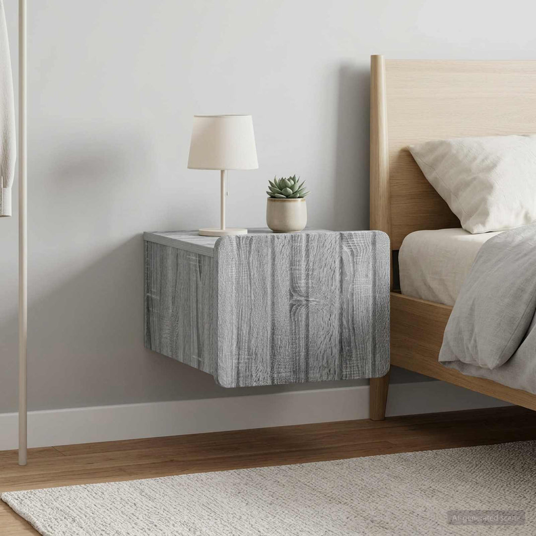 Væghængt Natbord 2 pcs Grå sonoma-eg 33 x 34,5 x 24 cm