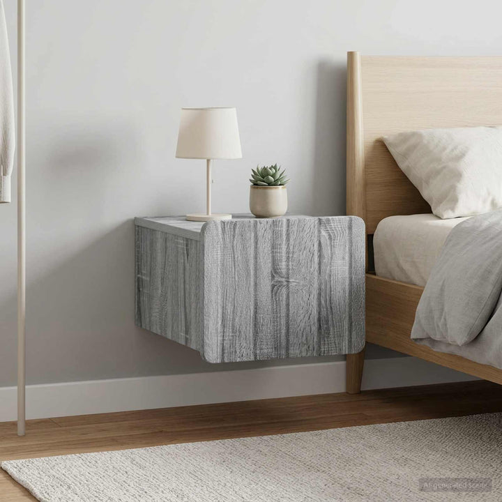 Væghængt Natbord 2 pcs Grå sonoma-eg 33 x 34,5 x 24 cm