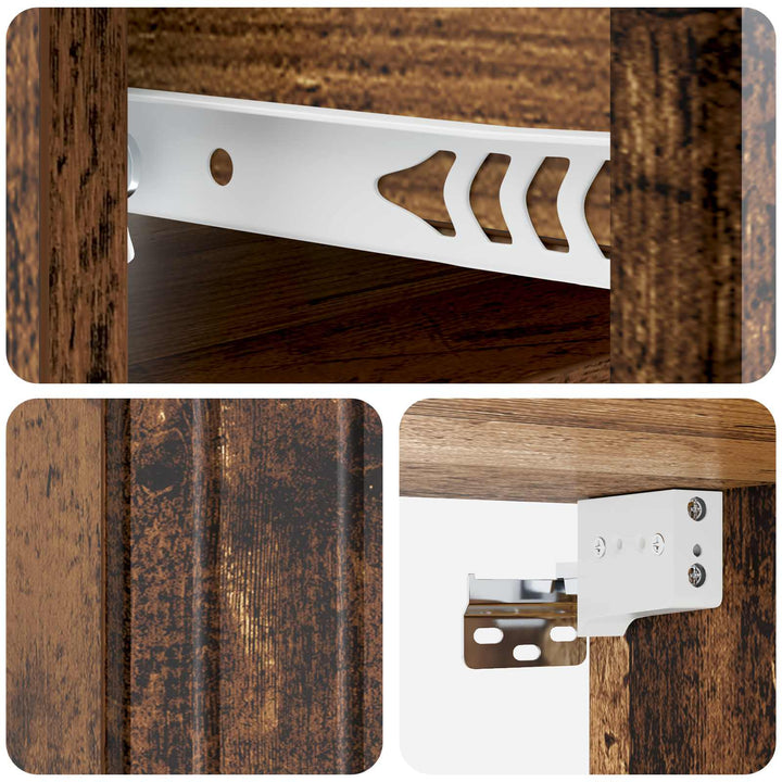 Væghængt Natbord med skuffe 2 pcs Gammelt træ 33 x 34,5 x 24 cm