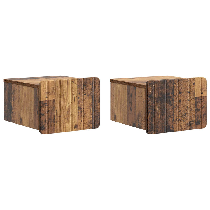 Væghængt Natbord med skuffe 2 pcs Gammelt træ 33 x 34,5 x 24 cm