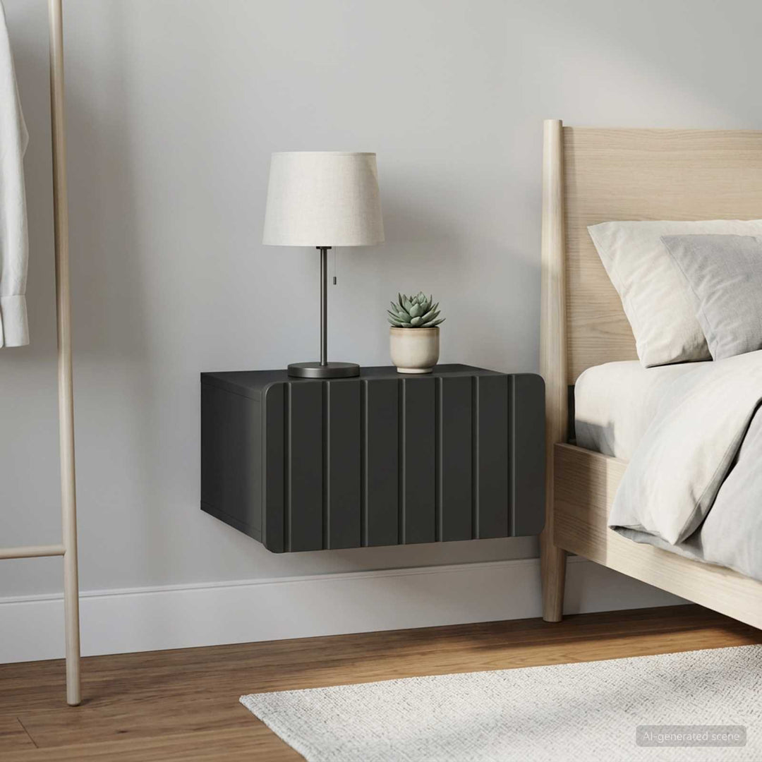 Væghængt Natbord 2 pcs Sort 49 x 34,5 x 24 cm Konstrueret træ