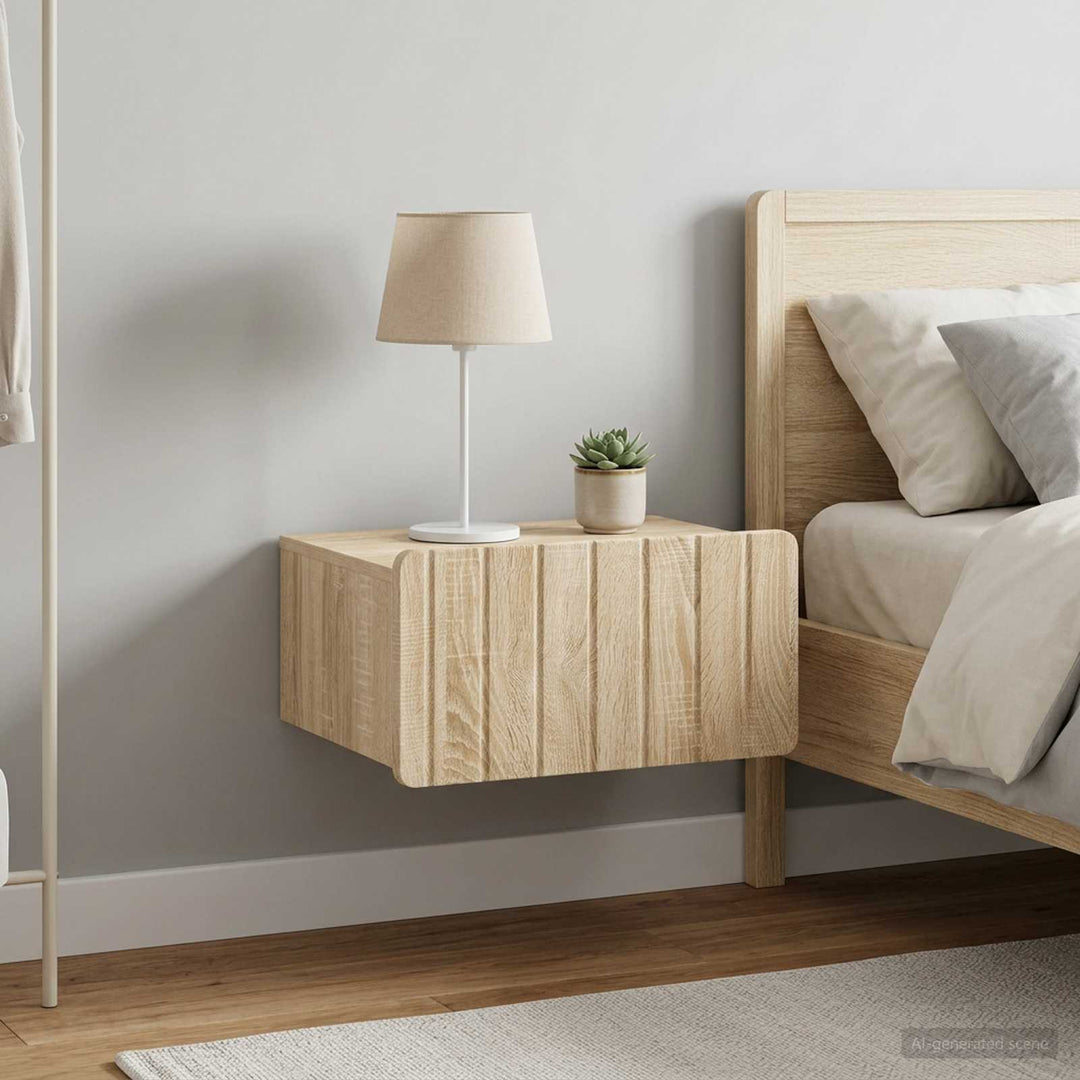 Væghængt Natbord med skuffe 2 pcs Sonoma-eg 49 x 34,5 x 24 cm