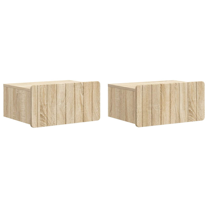 Væghængt Natbord med skuffe 2 pcs Sonoma-eg 49 x 34,5 x 24 cm