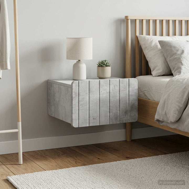 Væghængt Natbord med skuffe 2 pcs Betongrå 49 x 34,5 x 24 cm
