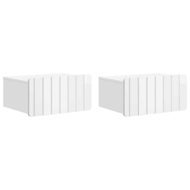 Væghængt Natbord 2 pcs Hvid højglans 49 x 34,5 x 24 cm