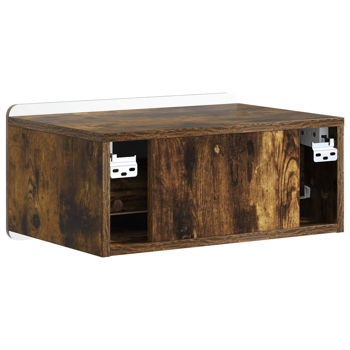 Væghængt Natbord med skuffe 2 pcs Røget eg 49 x 34,5 x 24 cm